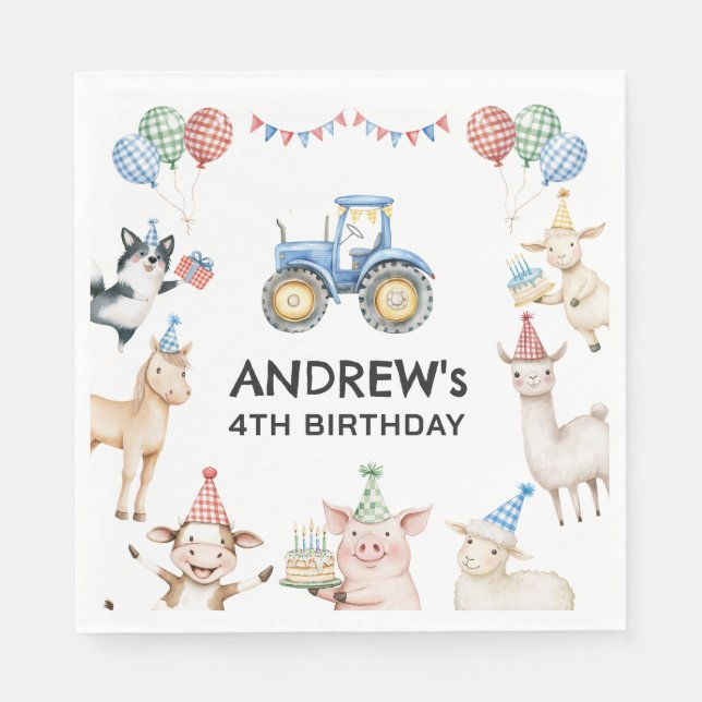 Serviette En Papier Farm Animals Kids Birthday Party Napkins (Devant)