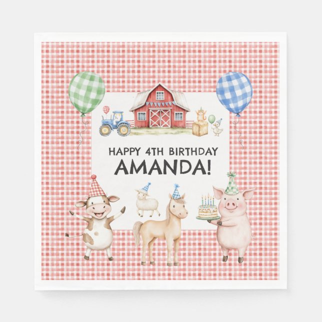 Serviette En Papier Farm Animals Kids Birthday Party Napkins (Devant)