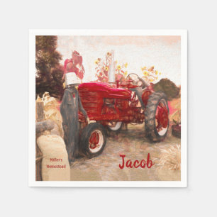 Serviette En Papier Farm Tractor Red Vintage Rustic Autumn Harvest