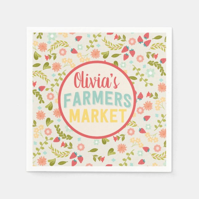 Serviette En Papier Farmers Market Floral Anniversaire de fête Napkins (Devant)