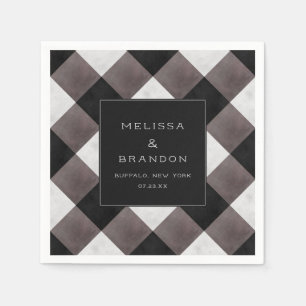 Serviette En Papier Farmhouse Buffalo Plaid Check Dîner Mariage