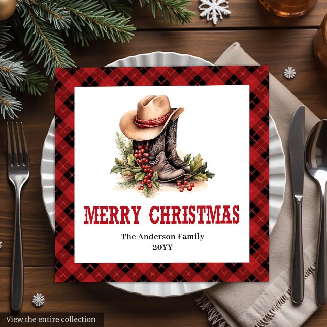 Serviette En Papier Farmhouse Christmas napkins buffalo plaid style (Farmhouse Christmas napkins buffalo plaid style

)