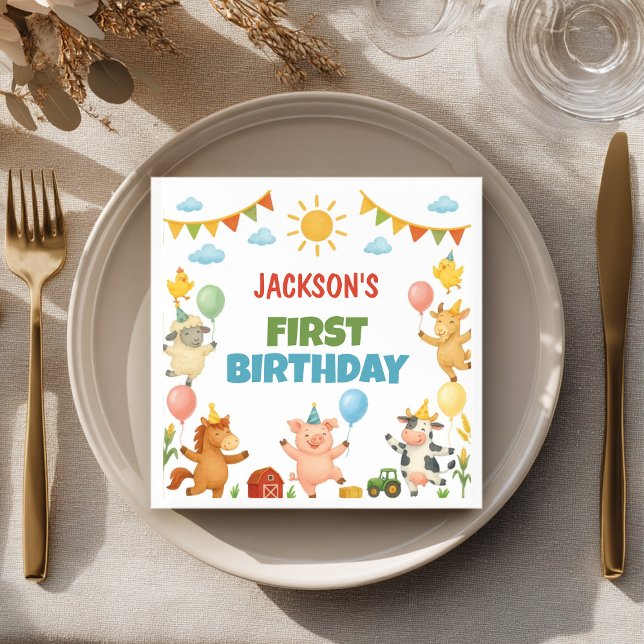 Serviette En Papier Farmyard Animals Birthday Party Napkins (Créateur téléchargé)