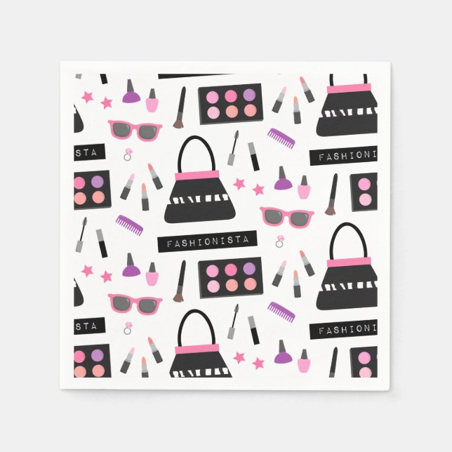 Serviette En Papier Fashionista Maquillage Défilé de Mode Fête d'Anniv (Devant)