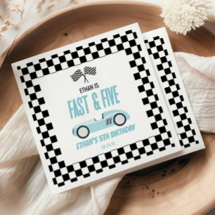 Serviette En Papier Fast & Five Blue Race Car 5e fête d'anniversaire