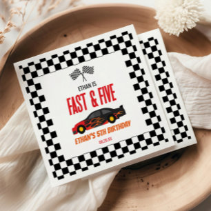 Serviette En Papier Fast & Five Red Flame Race Car 5e fête d'anniversa