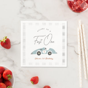 Serviette En Papier Fast One Blue Race Car Boy 1er anniversaire