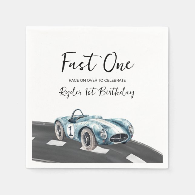 Serviette En Papier Fast One Race Car First Birthday (Devant)