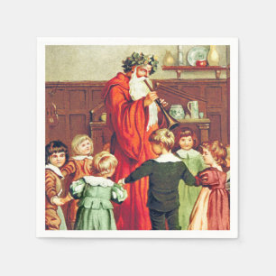 Serviette En Papier Father Christmas Blowing The Horn