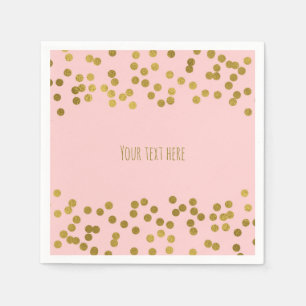 Serviette En Papier Faux confettis en forme de points rose et or métal