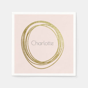 Serviette En Papier Faux Gold Abstrait Circle Design avec nom