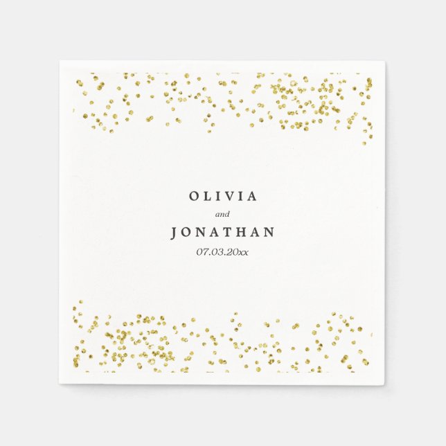 Serviette En Papier Faux Gold Confetti | Serviettes Mariages modernes (Devant)