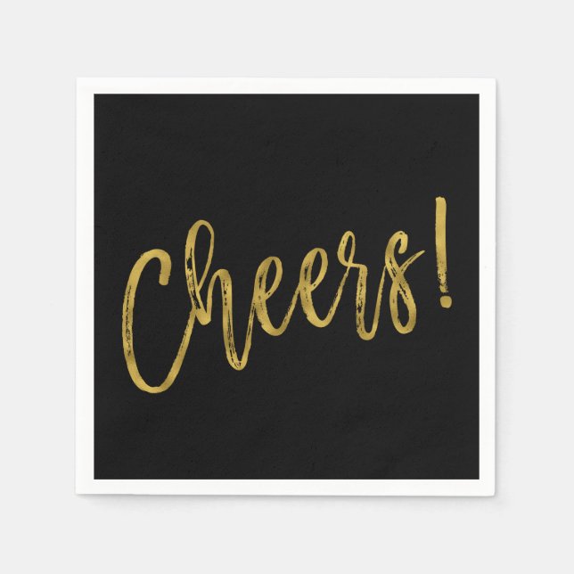 Serviette En Papier Faux Gold Foil et serviettes noires (Devant)