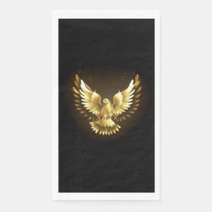 Serviette En Papier Faux Gold Foil Peace Dove en noir