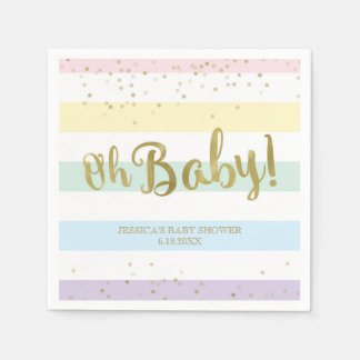 Serviette En Papier Faux Gold Foil Rainbow Stripes