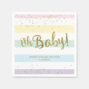 Serviette En Papier Faux Gold Foil Rainbow Stripes Oh Baby shower
