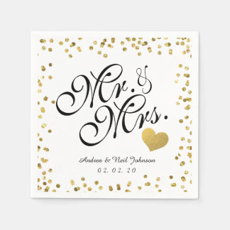 Serviette En Papier Faux Gold Parties scintillant Confetti M & Mme Mar