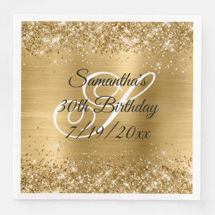 Serviette En Papier Faux Gold Parties scintillant et Foil 30e annivers