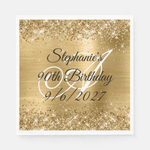 Serviette En Papier Faux Gold Parties scintillant et Foil 90e annivers