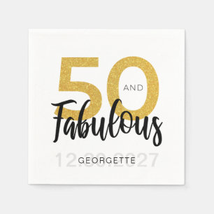Serviette En Papier Faux Gold Party 50e anniversaire personnalisé