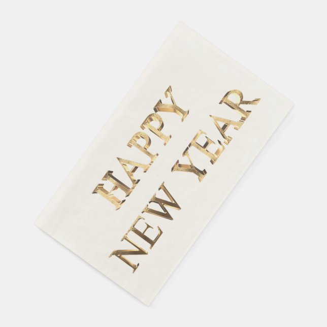 Serviette En Papier Faux Gold Typographie Joyeux Nouvel An Napkins (Coin)