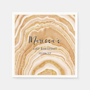 Serviette En Papier Faux Golden Agate 21e anniversaire