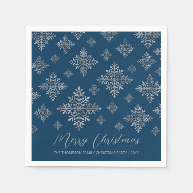 Serviette En Papier Faux Golden Foil Snowflakes Sur Rouge (Pas Vrai Fo (Devant)