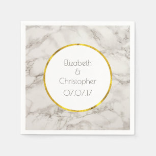 Serviette En Papier Faux Marbre Albâtre Taupe Tan Mariage moderne