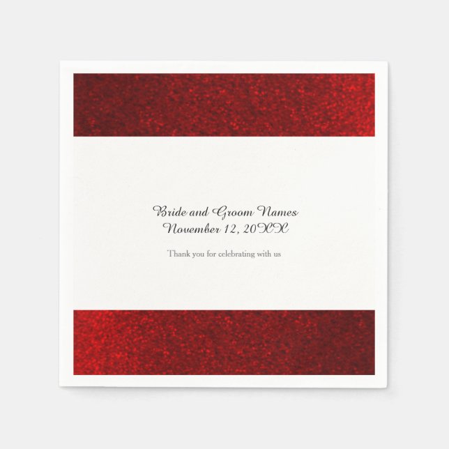 Serviette En Papier Faux Pailleté Rouge Rubis (Devant)