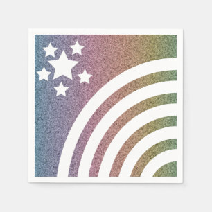 Serviette En Papier Faux Paillettes Rayures Arc-en-Ciel Étoiles Licorn