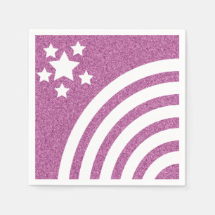 Serviette En Papier Faux Paillettes Rayures Arc-en-Ciel Étoiles Licorn