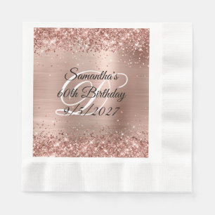 Serviette En Papier Faux Rose Gold Parties scintillant et Foil 60e ann