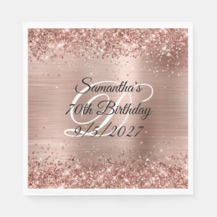 Serviette En Papier Faux Rose Gold Parties scintillant et Foil 70e ann