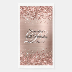 Serviette En Papier Faux Rose Gold Parties scintillant et Foil 80e ann
