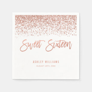 Serviette En Papier Faux Rose Gold Parties scintillant Sweet 16 Annive