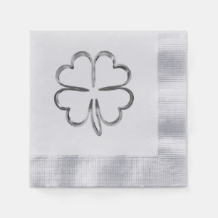 Serviette En Papier Faux Silver Grey Clocher Bonne chance