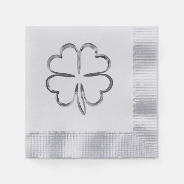 Serviette En Papier Faux Silver Grey Clocher Bonne chance (Devant)