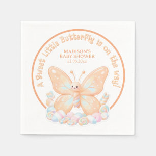 Serviette En Papier Faveur de Baby Shower Papillon Sorbet à la Pêche D