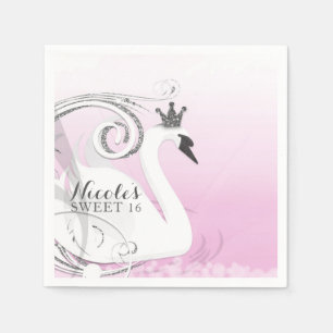 Serviette En Papier Faveur de Baby Shower Princesse des Cygnes Blanc A