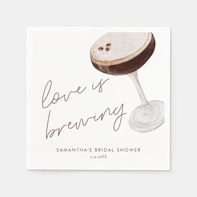 Serviette En Papier Faveur de douche de mariée Martini Espresso à l'aq (Devant)