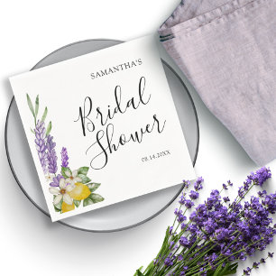Serviette En Papier Faveur de Mariage Champêtre Citrons & Lavande