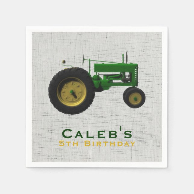 Serviette En Papier Favori de fête d'anniversaire de tracteur de basse (Devant)