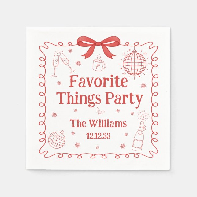 Serviette En Papier Favorite Things Party Red Bow Christmas (Devant)