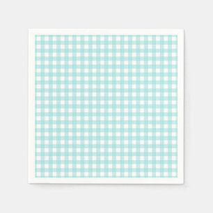 Serviette En Papier Faye et Lauren Papier Gingham Bleu Aqua