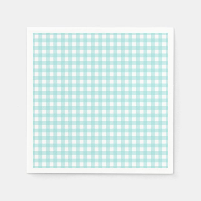 Serviette En Papier Faye et Lauren Papier Gingham Bleu Aqua (Devant)