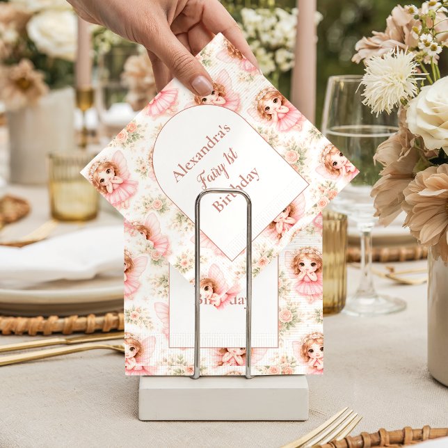 Serviette En Papier Fée 1er Anniversaire Jardin Rose (Créateur téléchargé)