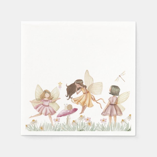 Serviette En Papier Fée anniversaire de fleurs sauvages (Devant)