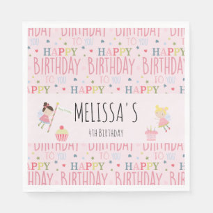 Serviette En Papier Fée d'anniversaire mignonne fête personnalisée