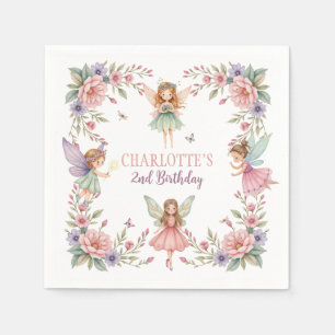 Serviette En Papier fée de fleurs magique 2e anniversaire