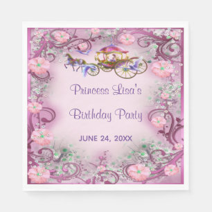 Serviette En Papier Fée de la queue de princesse florale rose Annivers